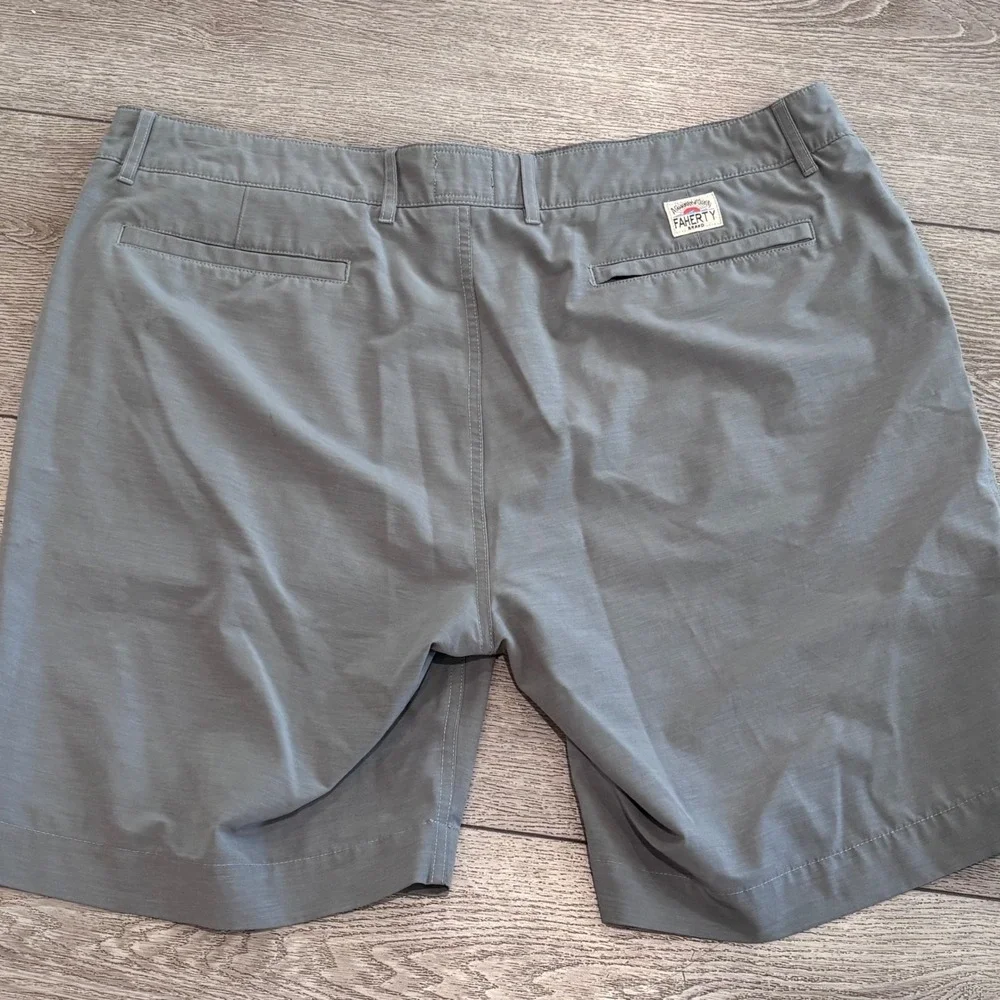 Faherty All Day Shorts Mens 38 Grey Hybrid Stretch Casual Preppy Summer Golf